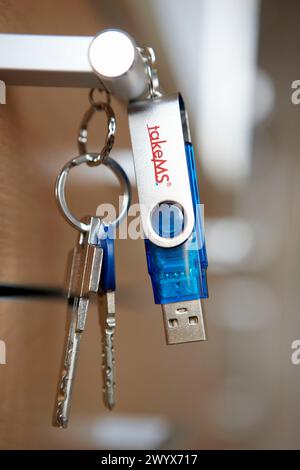 Key ring with pendrive. Stock Photo