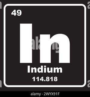 Indium icon, chemical element in the periodic table Stock Vector