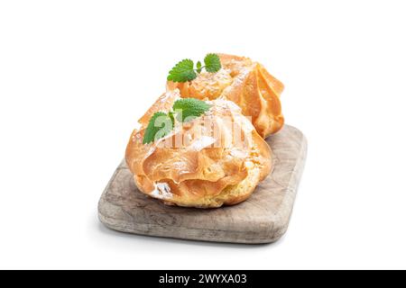 Shu eclairs  cake isolated on white background Stock Photo
