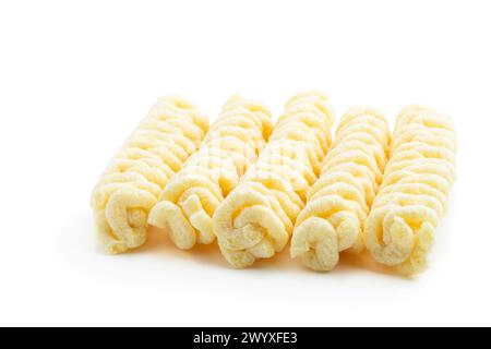 Delicious  sweet corn sticks isolated on white background Stock Photo