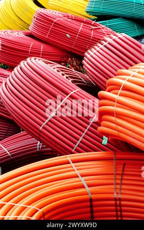 Fiber optics, plastic tubes. Stock Photo