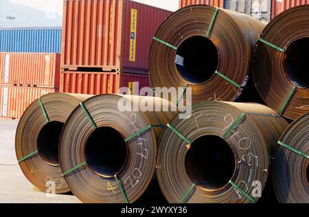 Steel sheet rolls. Bilbao. Spain. Stock Photo
