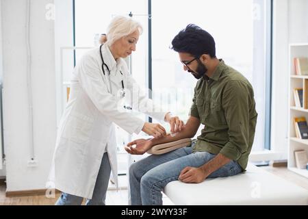 Efficient general practitioner checking solution for chemotherapy of male. Stock Photo