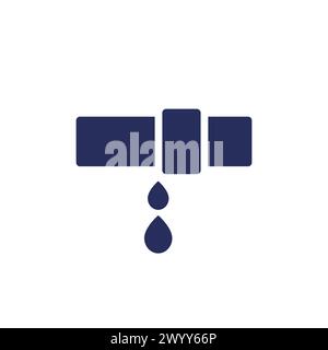leaking pipe icon on white Stock Vector