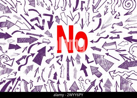 Arrows hand drawn pointing to No. Handmade, not AI Vector illustration Stock Vector
