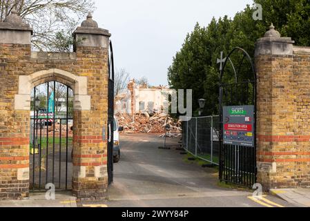 Demolition underway of historic Nazareth House in Southend, Essex, former convent nursing & residential home operated by the Sisters of Nazareth nuns Stock Photo