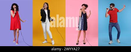 Singers on different color backgrounds, collection of photos Stock ...
