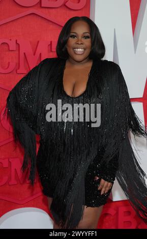 Amber Riley attends the 2024 CMT Music Awards at Moody Center on April ...