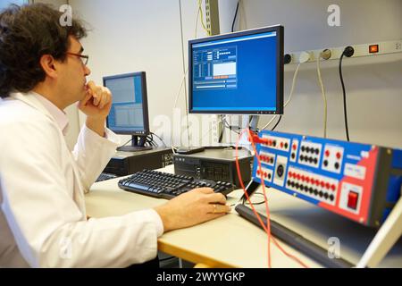Smart Meters control room. Low Voltage Micro Network. Testing and Certificates Services for Smart Grids and Smart meters. Certification of Power Electronics Equipment. Technological Services to Industry. Tecnalia Research & innovation, Bizkaia, Basque Country, Spain. Stock Photo