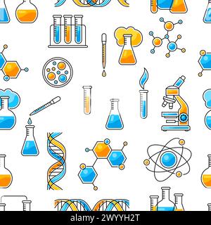 Pattern with science items. Medical concept image. Stock Vector