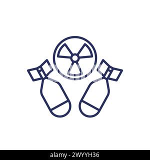 nuclear bombs line icon on white Stock Vector