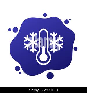 Cold temperature icon with a thermometer, vector Stock Vector