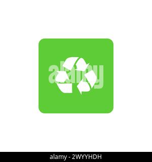 Recycling symbol sign icon, tag background, green and white Stock Vector