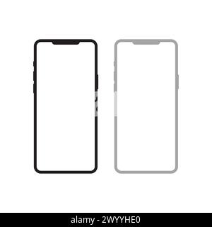 Two Smartphones mockup front view. Isolated on white background. Stock Vector
