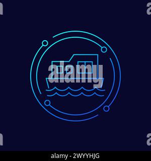 houseboat icon, linear vector design Stock Vector