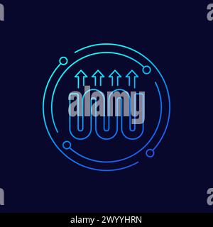 underfloor heating icon with a pipe, linear design Stock Vector