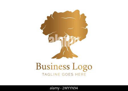 Gold Big Olive Tree Logo Stock Vector