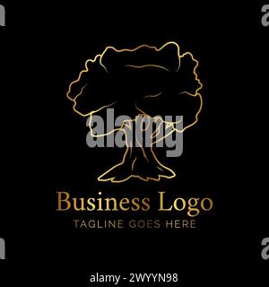 Elegant Big Old Olive Tree Logo Stock Vector