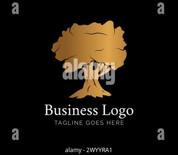 Old Oak Tree Logo Stock Vector