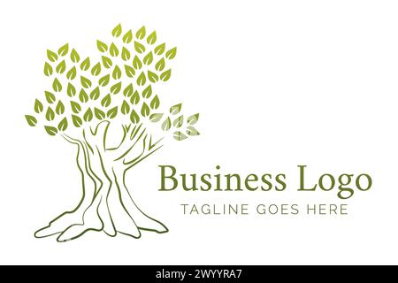 Green Abstract Olive Tree Logo Stock Vector