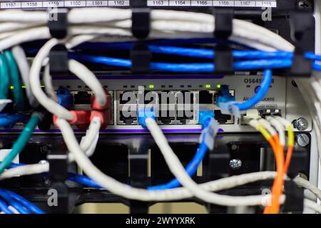 Communication network cabinets, CPD, Data Processing Center. Stock Photo