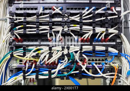 Communication network cabinets, CPD, Data Processing Center. Stock Photo