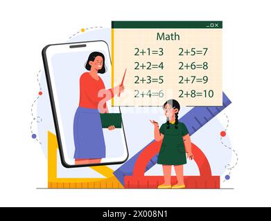 Distant math lesson vector concept Stock Vector