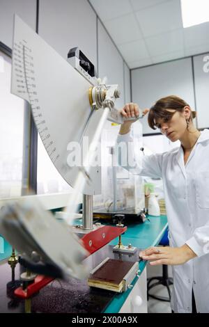 Test slipperiness of floors. Soil slide test. Homologation of architectural elements. Certification, Approval, Testing and Conformity Assessment and Technical Assistance . Tecnalia Research and Innovation. Azpeitia. Gipuzkoa. Basque Country. Spain. Stock Photo