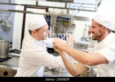 Chefs, Cooks in cooking school, Cuisine School, Donostia, San Sebastian, Gipuzkoa, Basque Country, Spain, Europe. Stock Photo