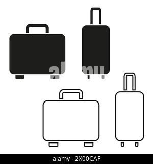 Luggage icon set. Travel suitcases. Carry-on items. Vector illustration. EPS 10. Stock Vector