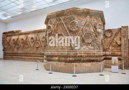 Palace of Mshatta, Jordanian, Pergamon Museum, Berlin, Germany. Stock Photo