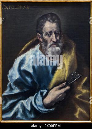 Domenikos Theotocopoulos, El Greco and Workshop, (Candia, Crete, 1541 - Toledo, 1614), Saint Peter apostle, c. 1608-1614, Fine Arts Museum, Museo Bellas Artes, Oviedo, Asturias, Spain. Stock Photo