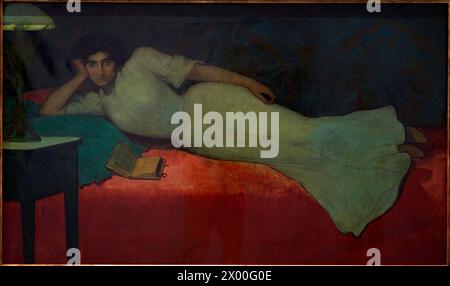 Reading, ca. 1901-1902, Julio Romero de Torres (1874-1902), Reina Sofia Museum, Madrid, Spain. Stock Photo