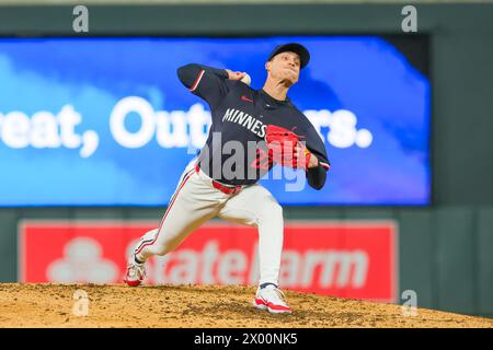 Minneapolis, Minnesota, USA. 8th Apr, 2024. Minnesota Twins pitcher GRIFFIN JAX (22) during a MLB game between the Minnesota Twins and the Los Angeles Dodgers on April 8th, 2024 at Target Field in Minneapolis. The Dodgers won 4-2. (Credit Image: © Steven Garcia/ZUMA Press Wire) EDITORIAL USAGE ONLY! Not for Commercial USAGE! Stock Photo