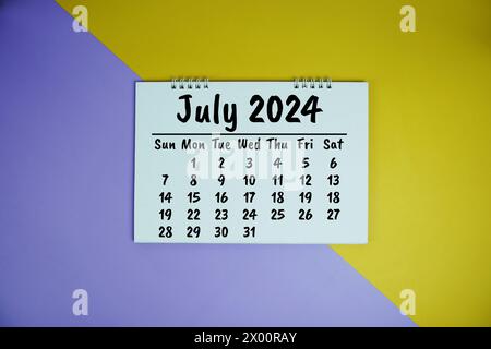 July 2024 annual monthly desk calendar for planning and management Stock Photo