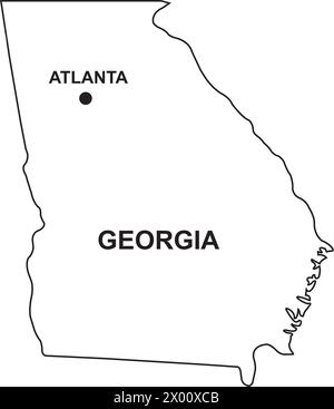 Georgia, United States. Simple vector map. State shape. Solid regions ...