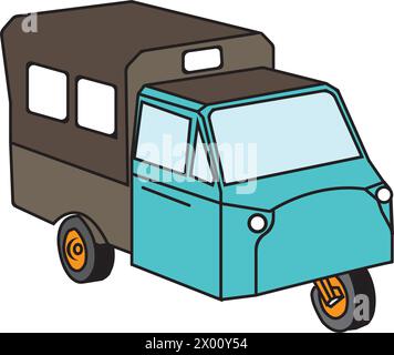 3 wheel motorized rickshaw symbol icon Stock Vector