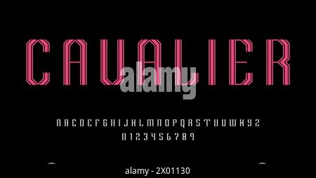 Set of alphabets font letters and numbers modern abstract design with lines vector illustration Stock Vector