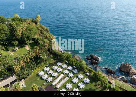 wedding set up in garden inside beach. High quality photo Stock Photo