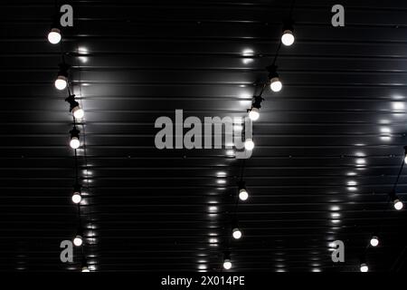 lamps burning in the dark. Energy saving. Blackout Stock Photo