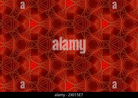 Abstract expensive red background with geometric yellow mosaic pattern. Stock Photo