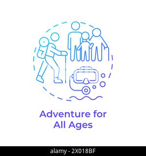 Adventure for all ages blue gradient concept icon Stock Vector