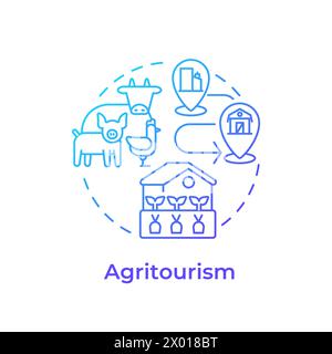 Agritourism blue gradient concept icon Stock Vector