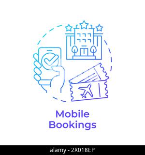 Mobile bookings blue gradient concept icon Stock Vector