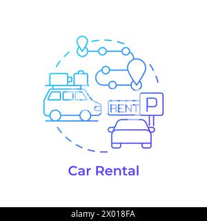 Car rental blue gradient concept icon Stock Vector