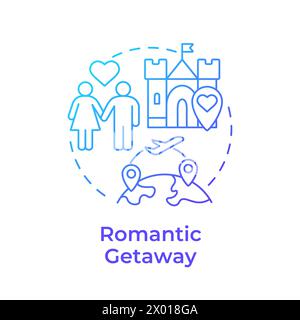 Romantic getaway blue gradient concept icon Stock Vector