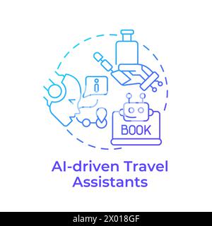 AI-driven travel assistants blue gradient concept icon Stock Vector