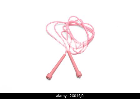 pink skipping rope for an exercise, isolated on white Stock Photo