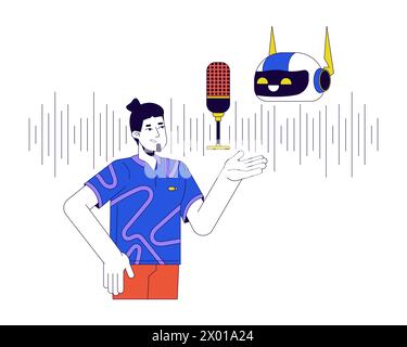 Natural language generation 2D linear illustration concept Stock Vector