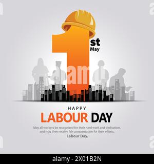 happy Labour day or international workers day vector illustration. labor day and may day celebration design. Stock Vector